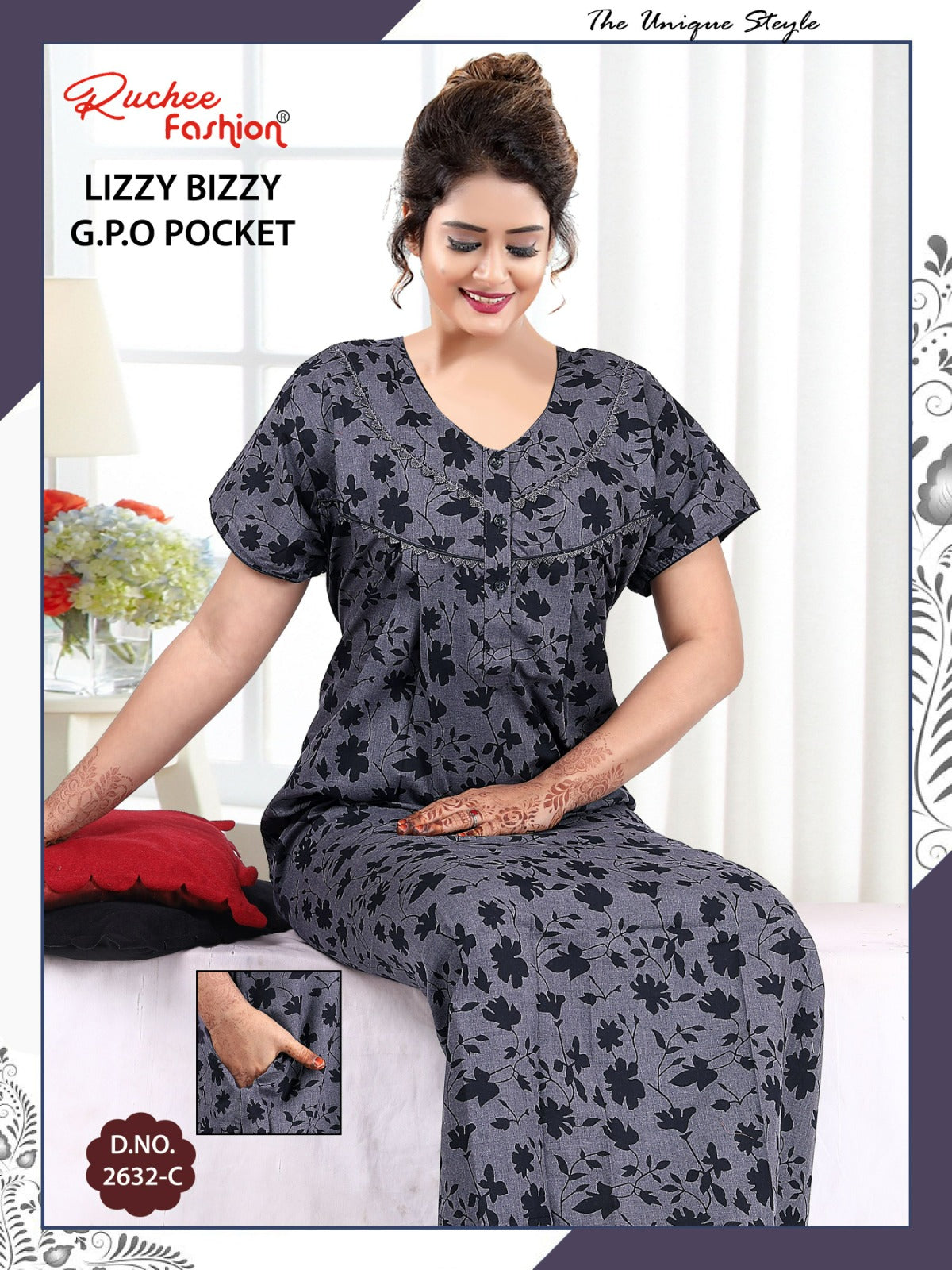 Lizzy Bizzy 0125 Ruchee Fashion Night Gowns Manufacturer Gujarat
