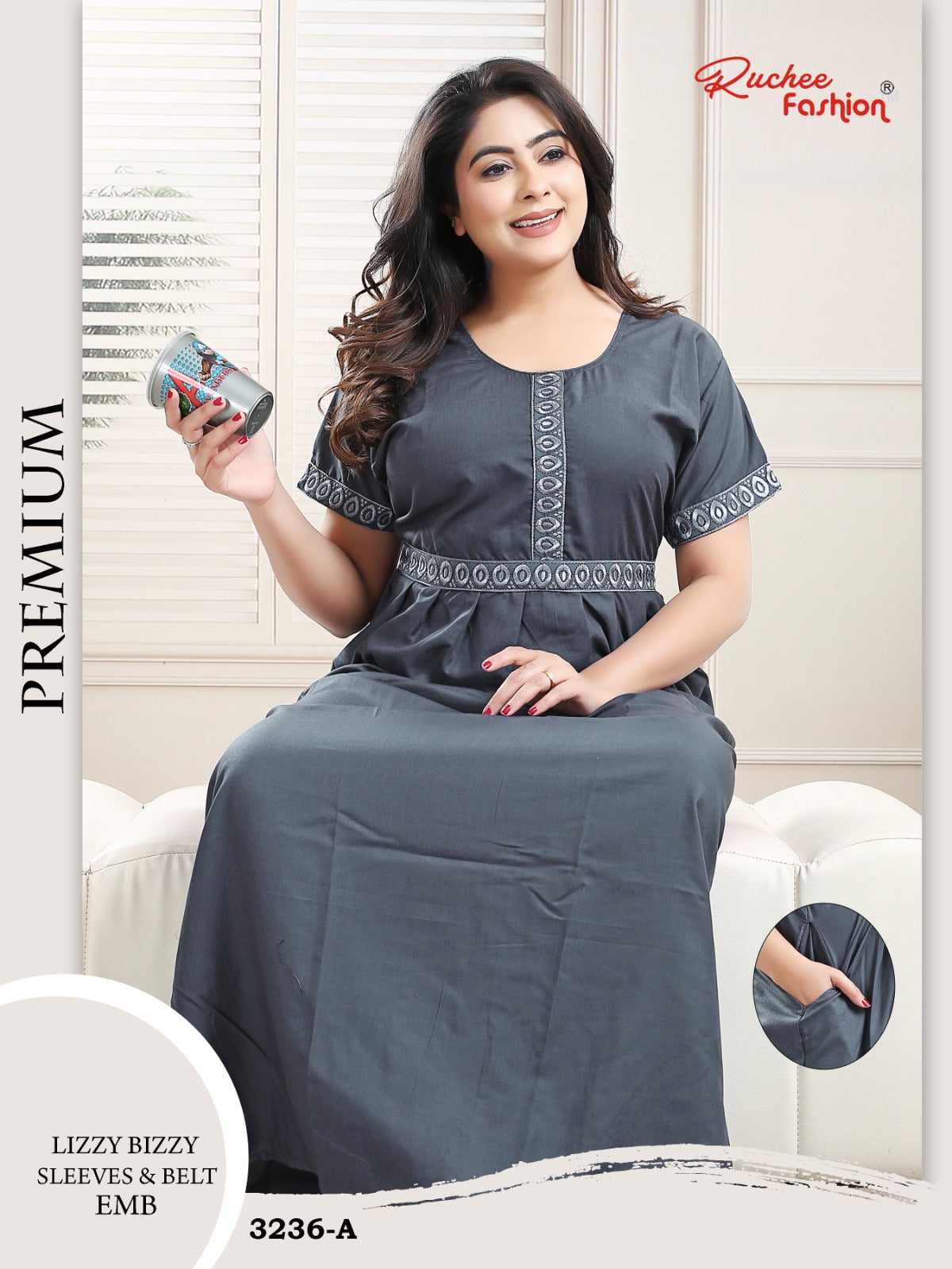 Lizzy Bizzy 0809 Ruchee Fashion Night Gowns Wholesale Rate