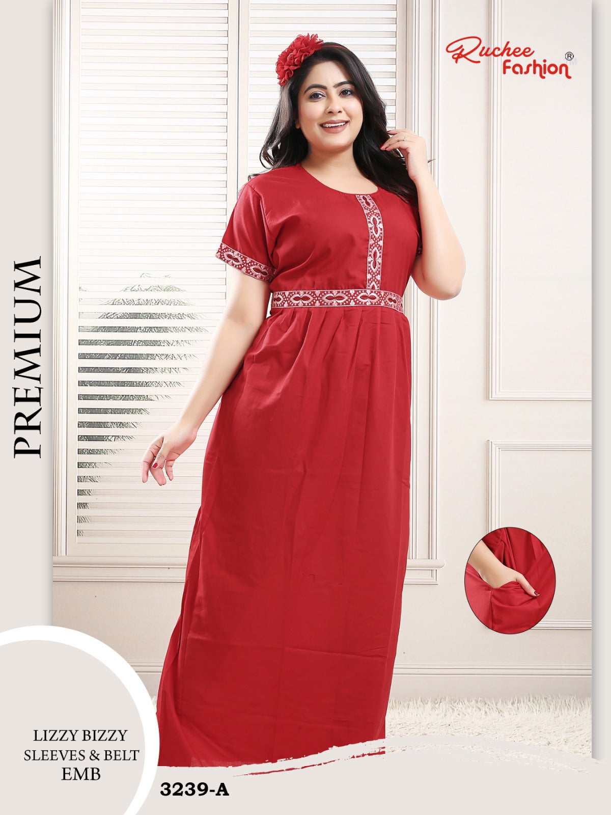 Lizzy Bizzy 0809 Ruchee Fashion Night Gowns Wholesale Rate