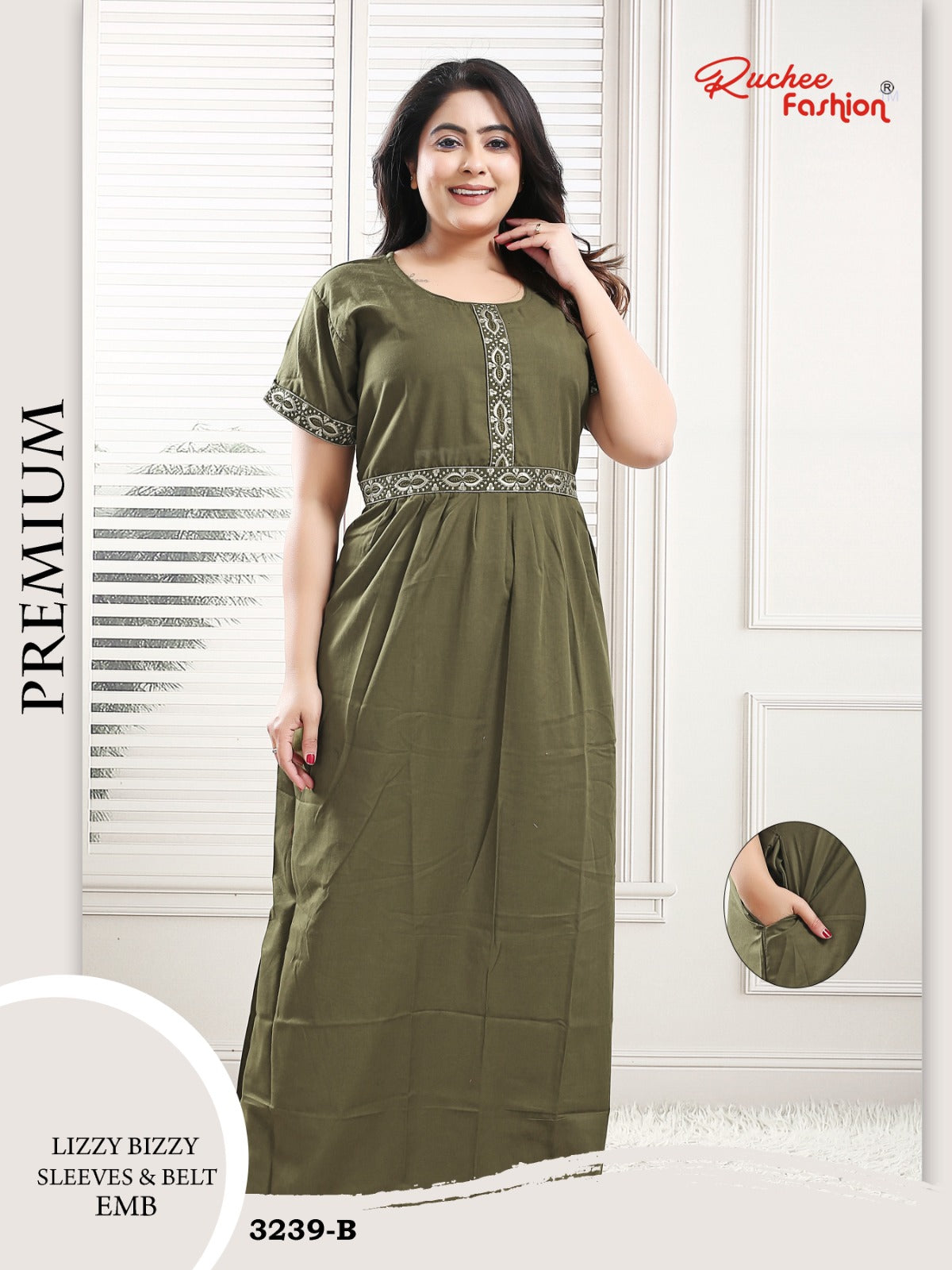 Lizzy Bizzy 0809 Ruchee Fashion Night Gowns Wholesale Rate