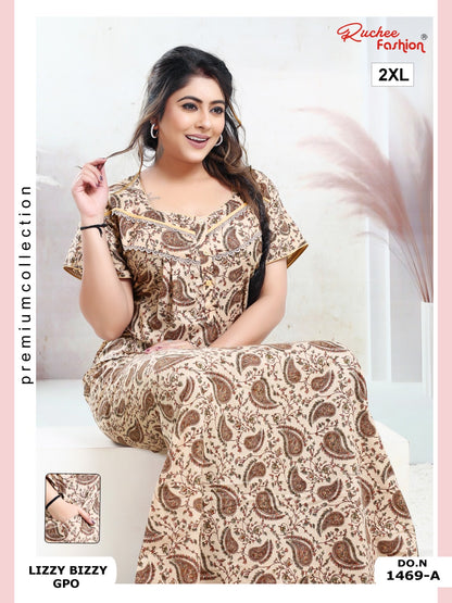 Lizzy Bizzy 2Xl Ruchee Fashion Night Gowns Wholesaler Gujarat