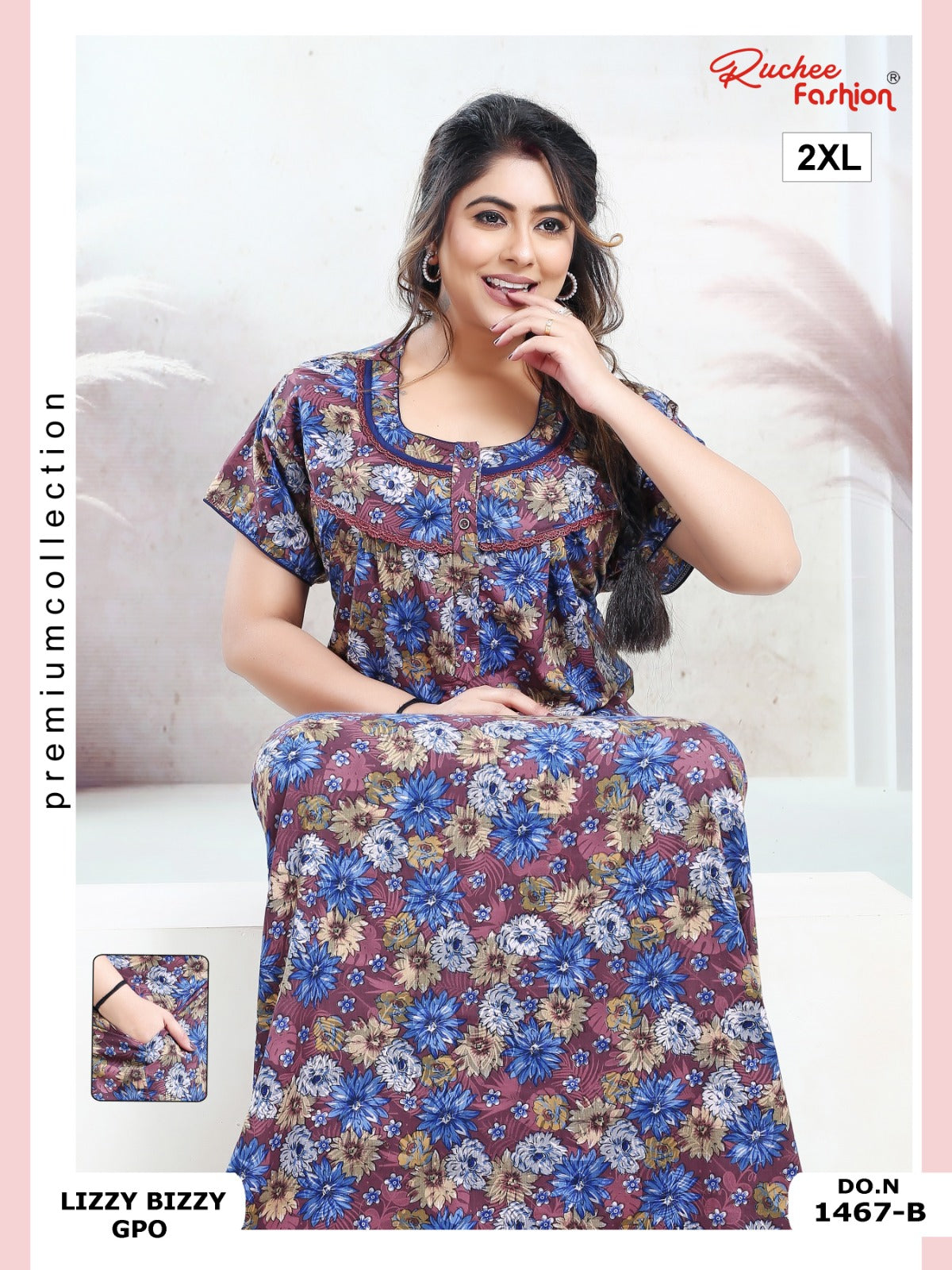 Lizzy Bizzy 2Xl Ruchee Fashion Night Gowns Wholesaler Gujarat
