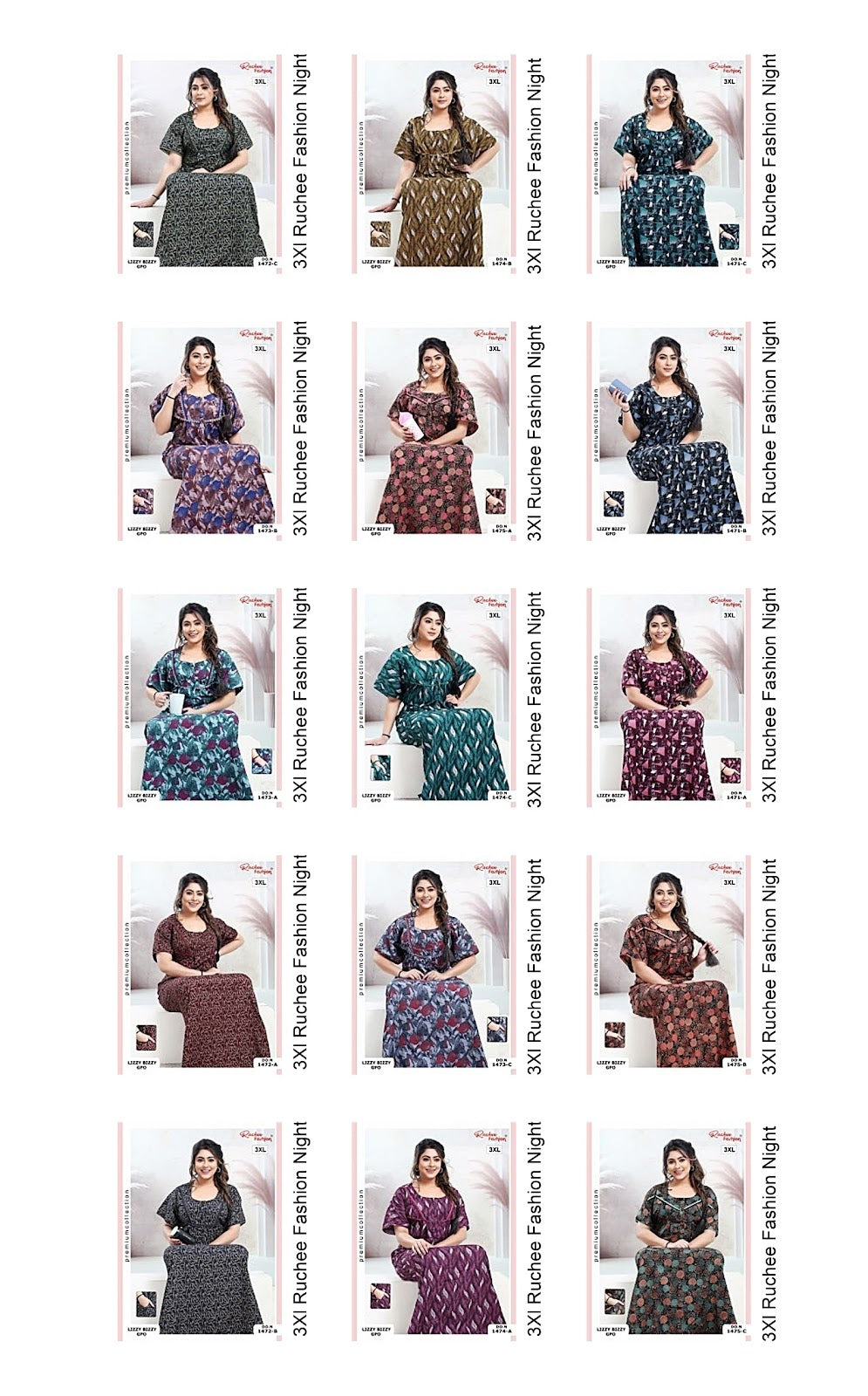 Lizzy Bizzy 3Xl Ruchee Fashion Night Gowns Wholesale