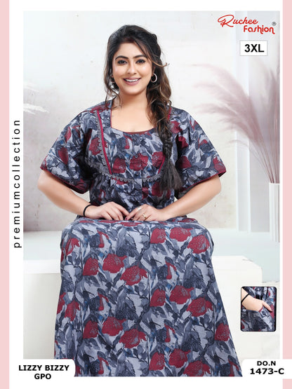 Lizzy Bizzy 3Xl Ruchee Fashion Night Gowns Wholesale