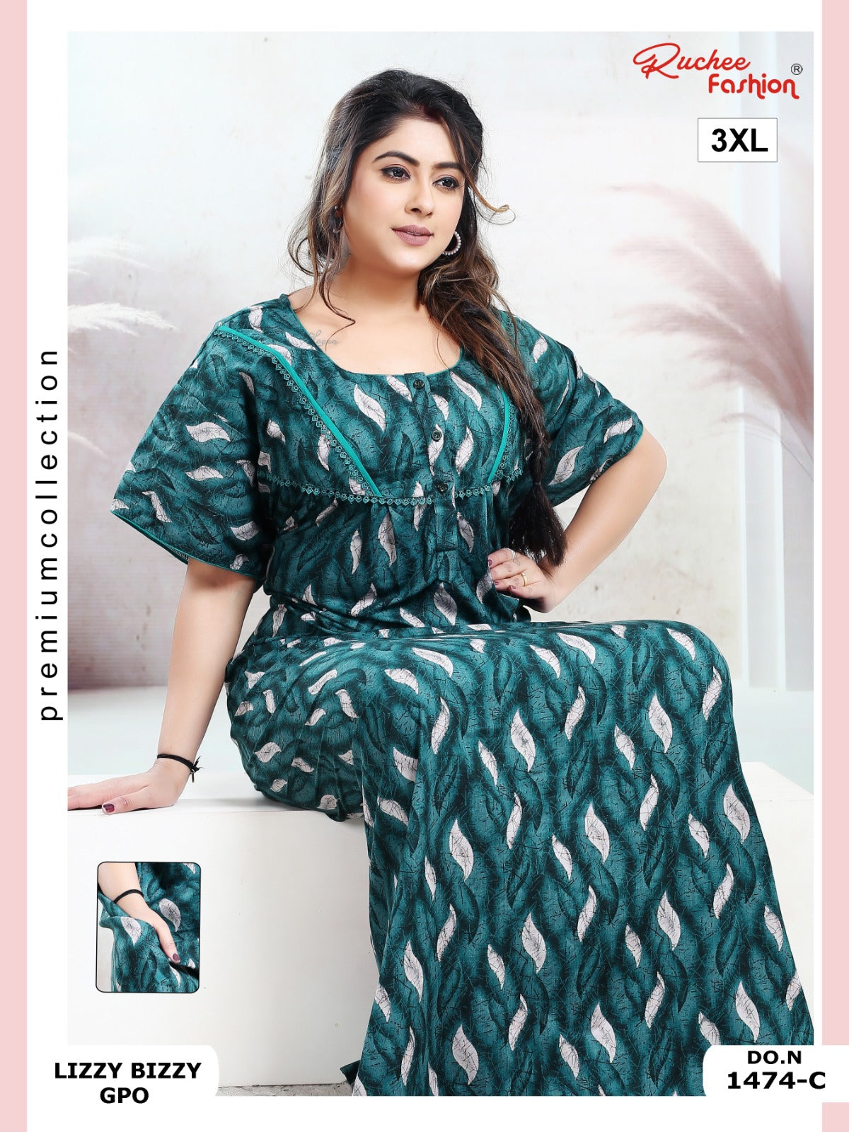 Lizzy Bizzy 3Xl Ruchee Fashion Night Gowns Wholesale