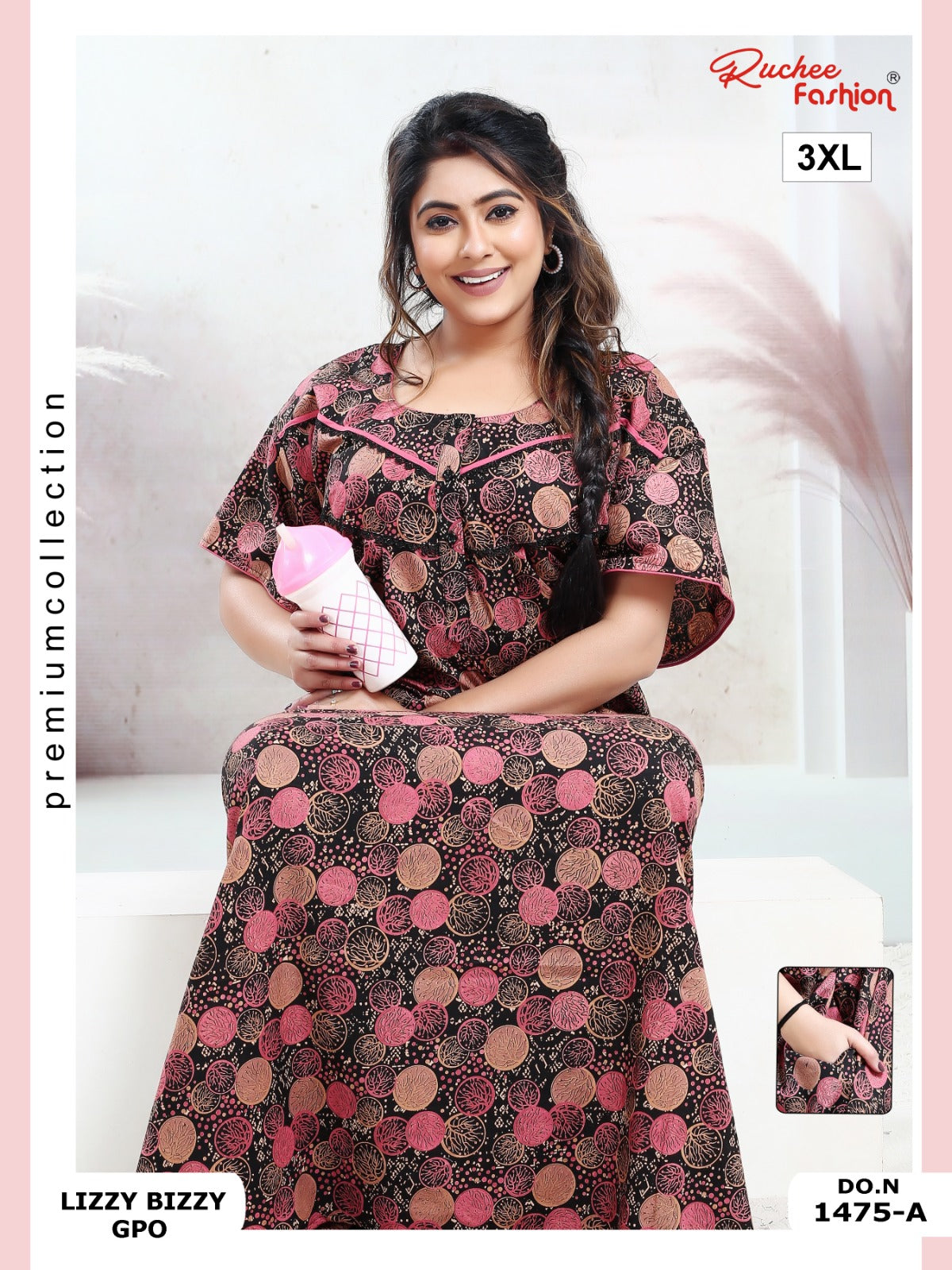 Lizzy Bizzy 3Xl Ruchee Fashion Night Gowns Wholesale