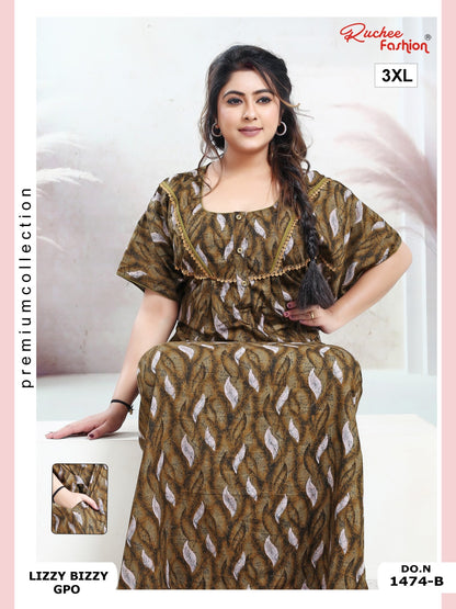 Lizzy Bizzy 3Xl Ruchee Fashion Night Gowns Wholesale