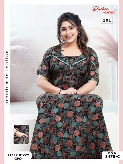 Lizzy Bizzy 3Xl Ruchee Fashion Night Gowns Wholesale
