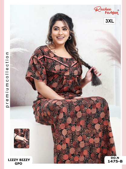 Lizzy Bizzy 3Xl Ruchee Fashion Night Gowns Wholesale