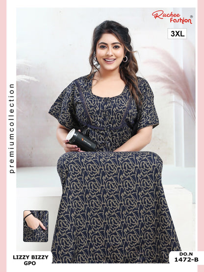 Lizzy Bizzy 3Xl Ruchee Fashion Night Gowns Wholesale