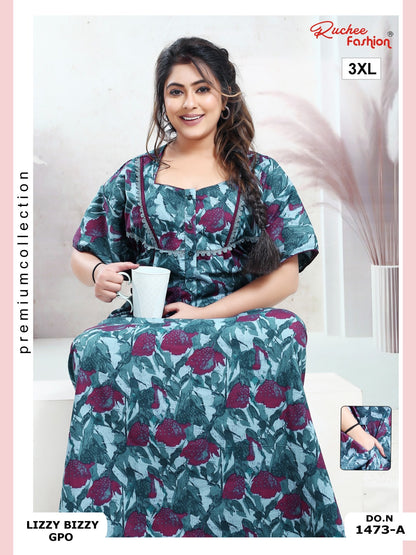 Lizzy Bizzy 3Xl Ruchee Fashion Night Gowns Wholesale