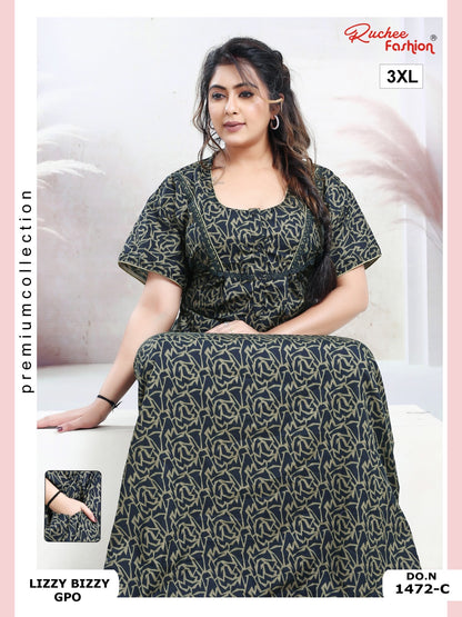Lizzy Bizzy 3Xl Ruchee Fashion Night Gowns Wholesale