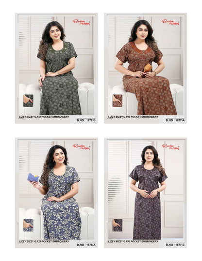 Lizzy Bizzy Gpo 0512 Ruchee Fashion Night Gowns Wholesaler