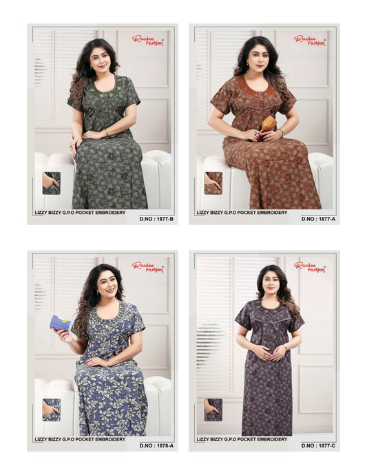 Lizzy Bizzy Gpo 0512 Ruchee Fashion Night Gowns Wholesaler