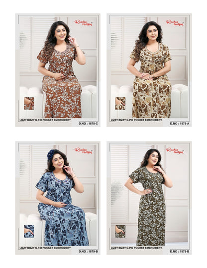 Lizzy Bizzy Gpo 0512 Ruchee Fashion Night Gowns Wholesaler