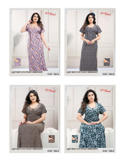 Lizzy Bizzy Gpo 0512 Ruchee Fashion Night Gowns Wholesaler