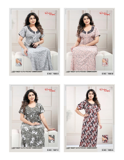 Lizzy Bizzy Gpo 0512 Ruchee Fashion Night Gowns Wholesaler