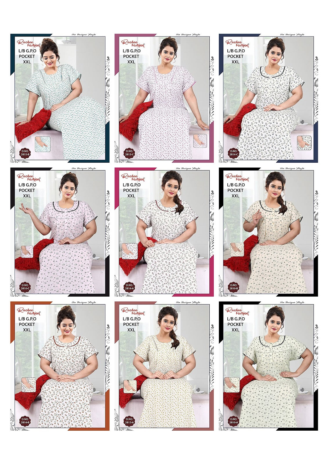 Lizzy Bizzy Gpo Ruchee Fashion Night Gowns Wholesale Price