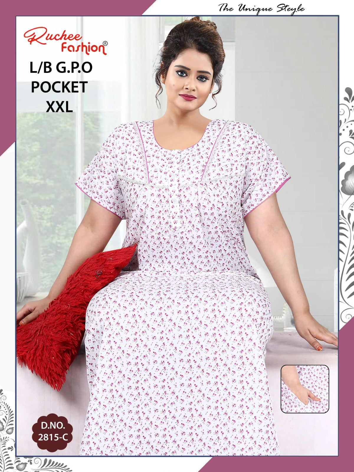 Lizzy Bizzy Gpo Ruchee Fashion Night Gowns Wholesale Price