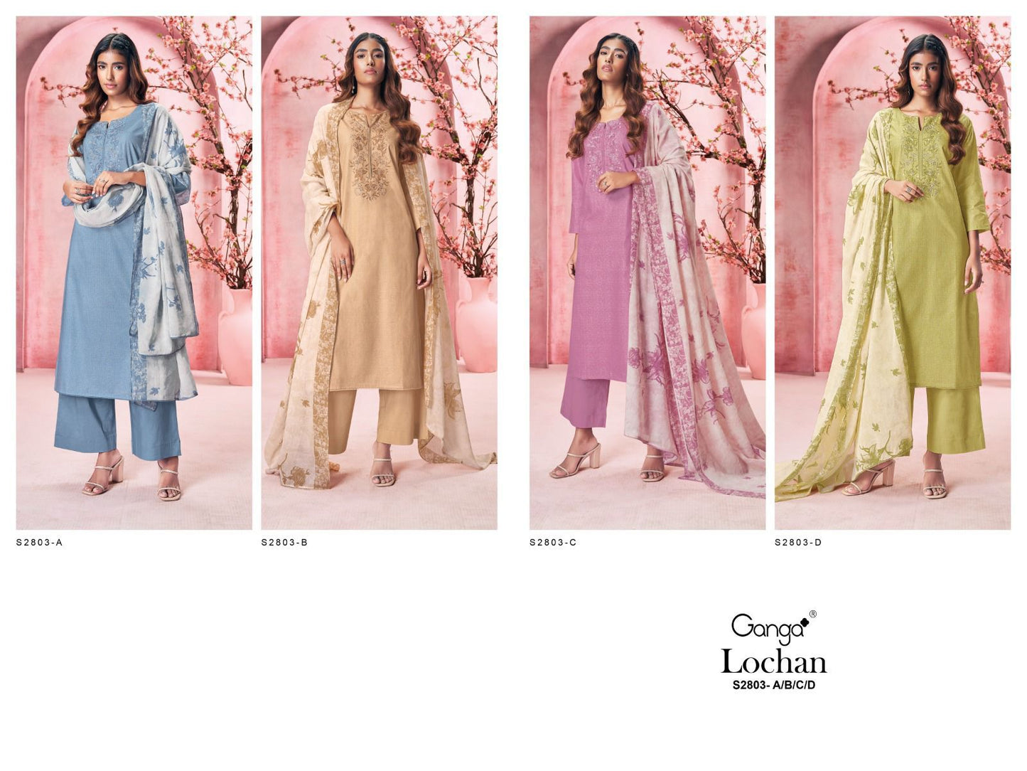 Lochan 2803 Ganga Premium Cotton Plazzo Style Suits Manufacturer Gujarat
