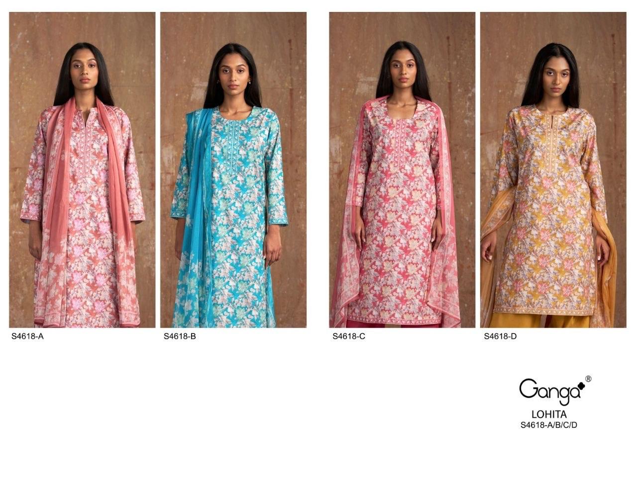 Lohita 4618 Ganga Cotton Pant Style Suits Exporter Gujarat