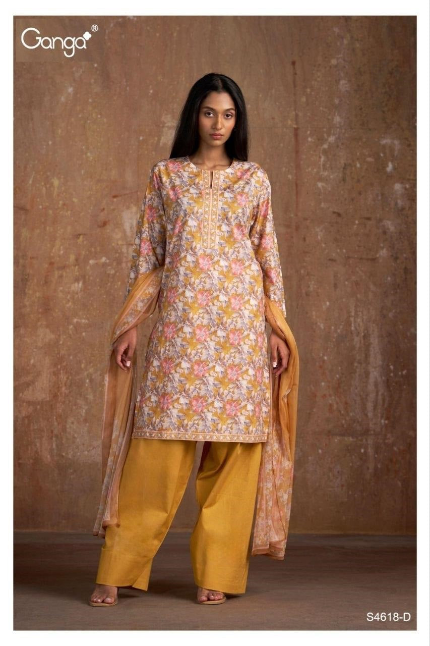 Lohita 4618 Ganga Cotton Pant Style Suits Exporter Gujarat