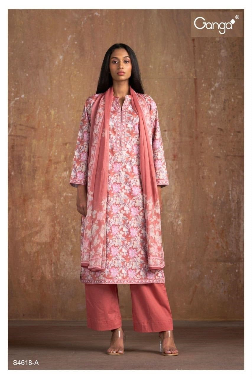 Lohita 4618 Ganga Cotton Pant Style Suits Exporter Gujarat