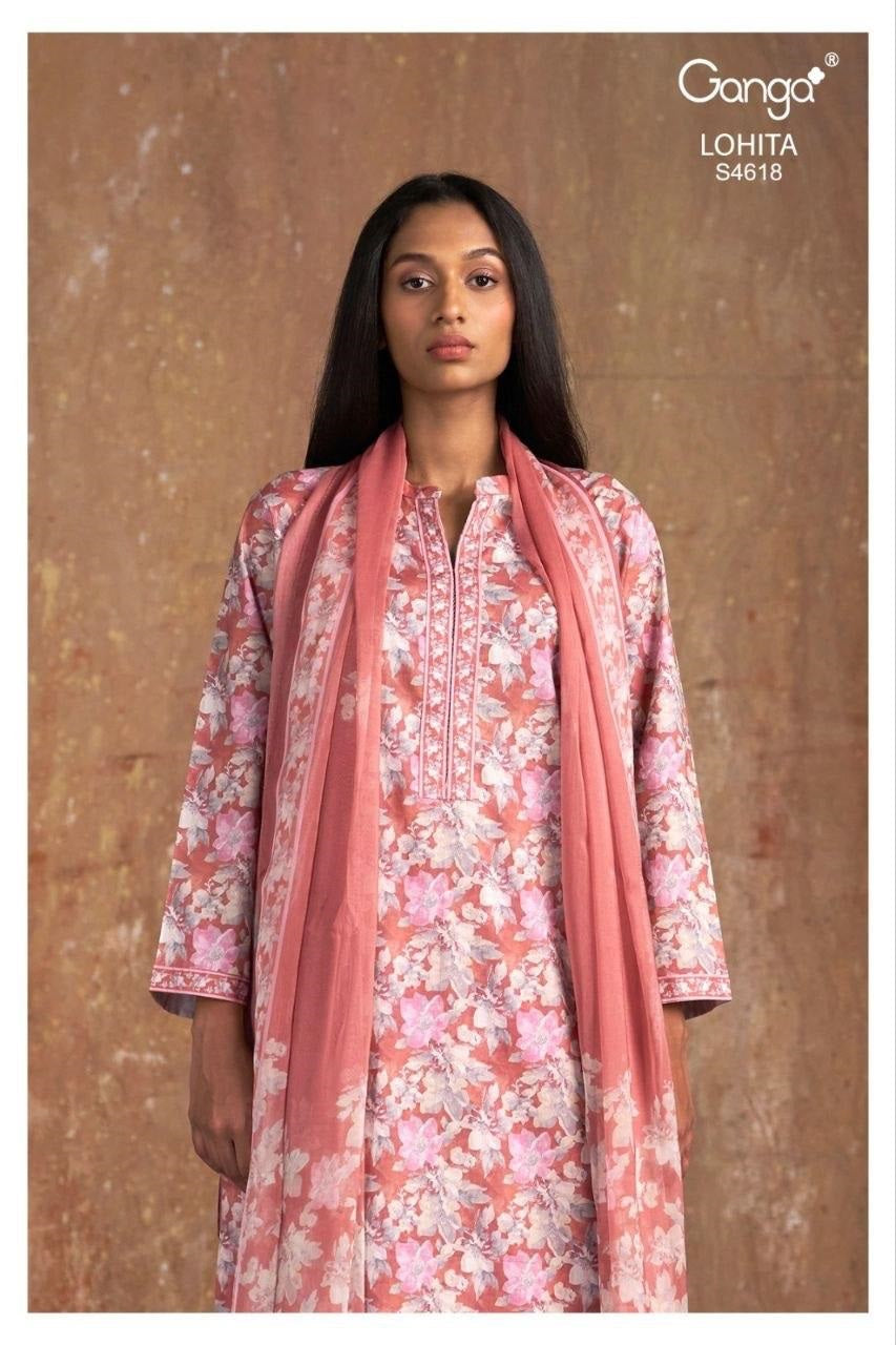 Lohita 4618 Ganga Cotton Pant Style Suits Exporter Gujarat