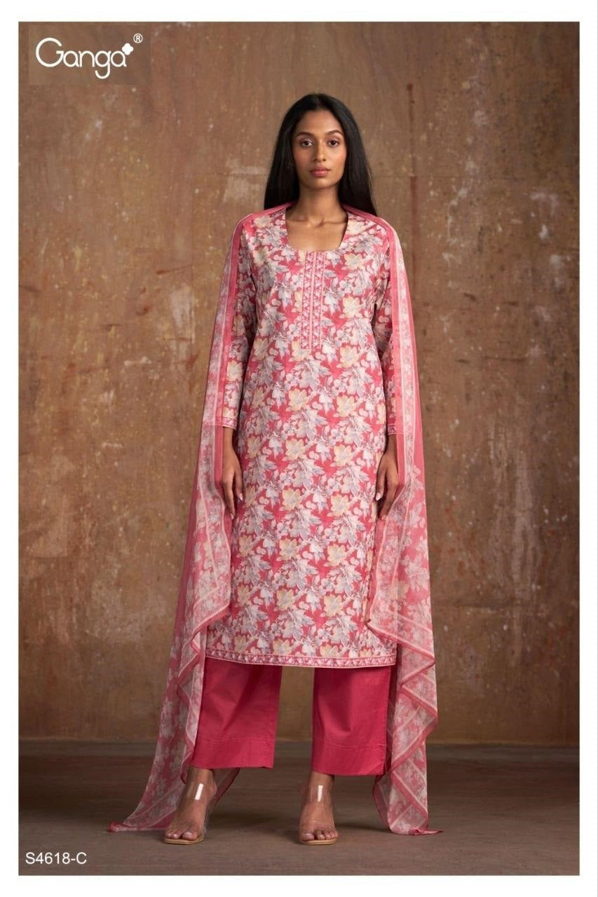 Lohita 4618 Ganga Cotton Pant Style Suits Exporter Gujarat