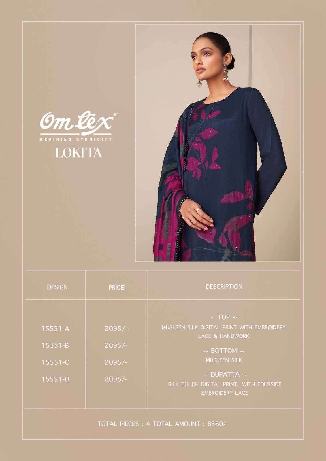 Lokita Omtex Muslin Silk Pant Style Suits Manufacturer