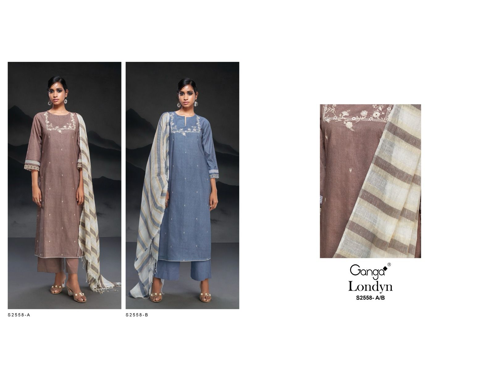 Londyn 2558 Ganga Premium Cotton Plazzo Style Suits Supplier Gujarat
