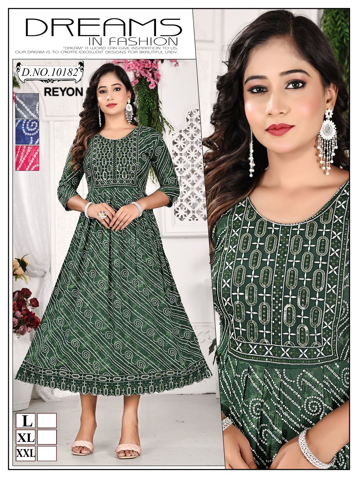 Long Ghera 1807 Mmc Reyon Anarkali Kurtis Manufacturer