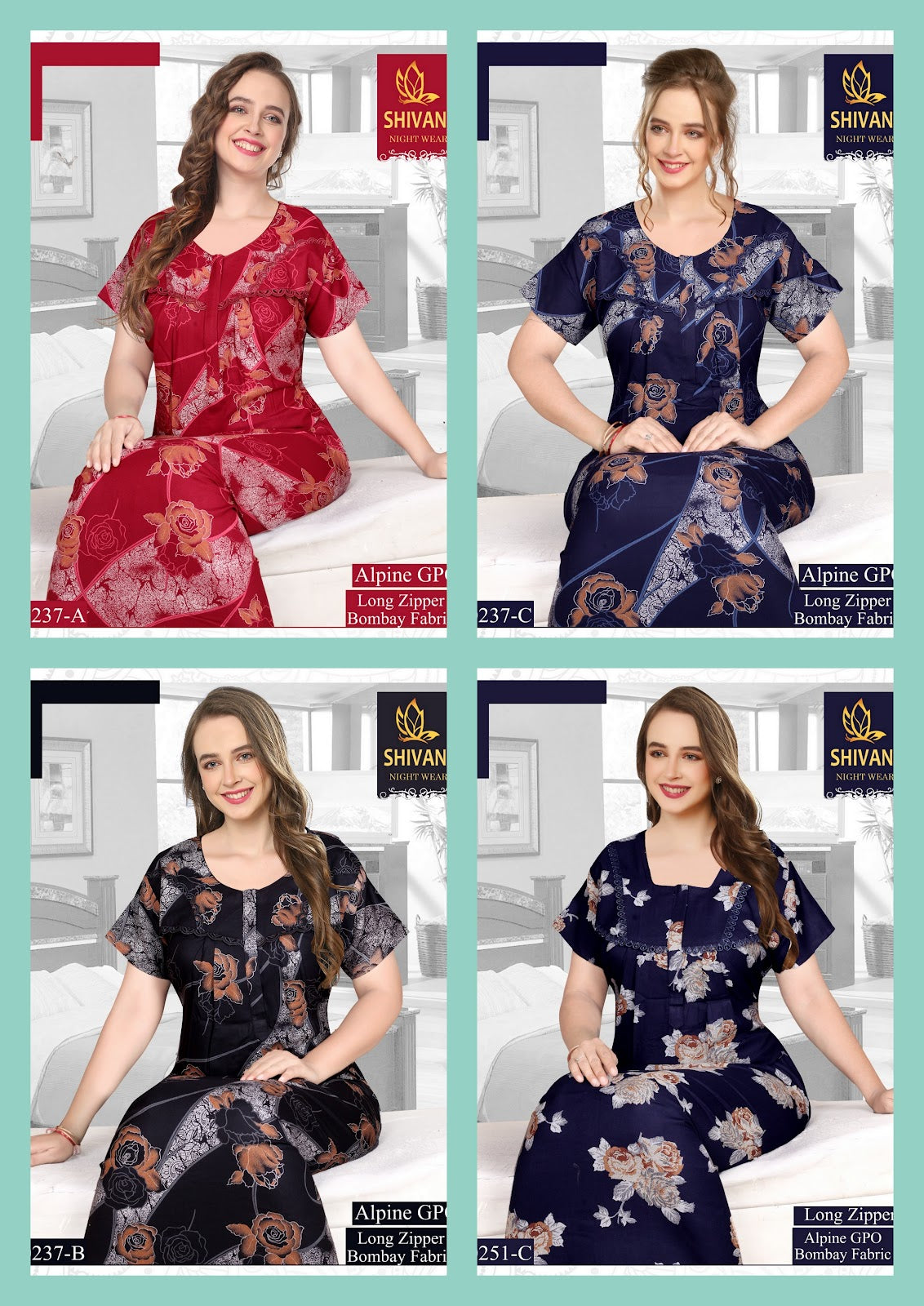 Long Zipper Shivani Alpine Night Gowns Supplier India