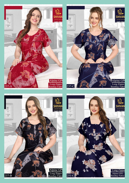 Long Zipper Shivani Alpine Night Gowns Supplier India