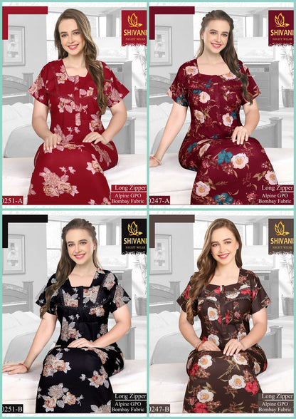 Long Zipper Shivani Alpine Night Gowns Supplier India