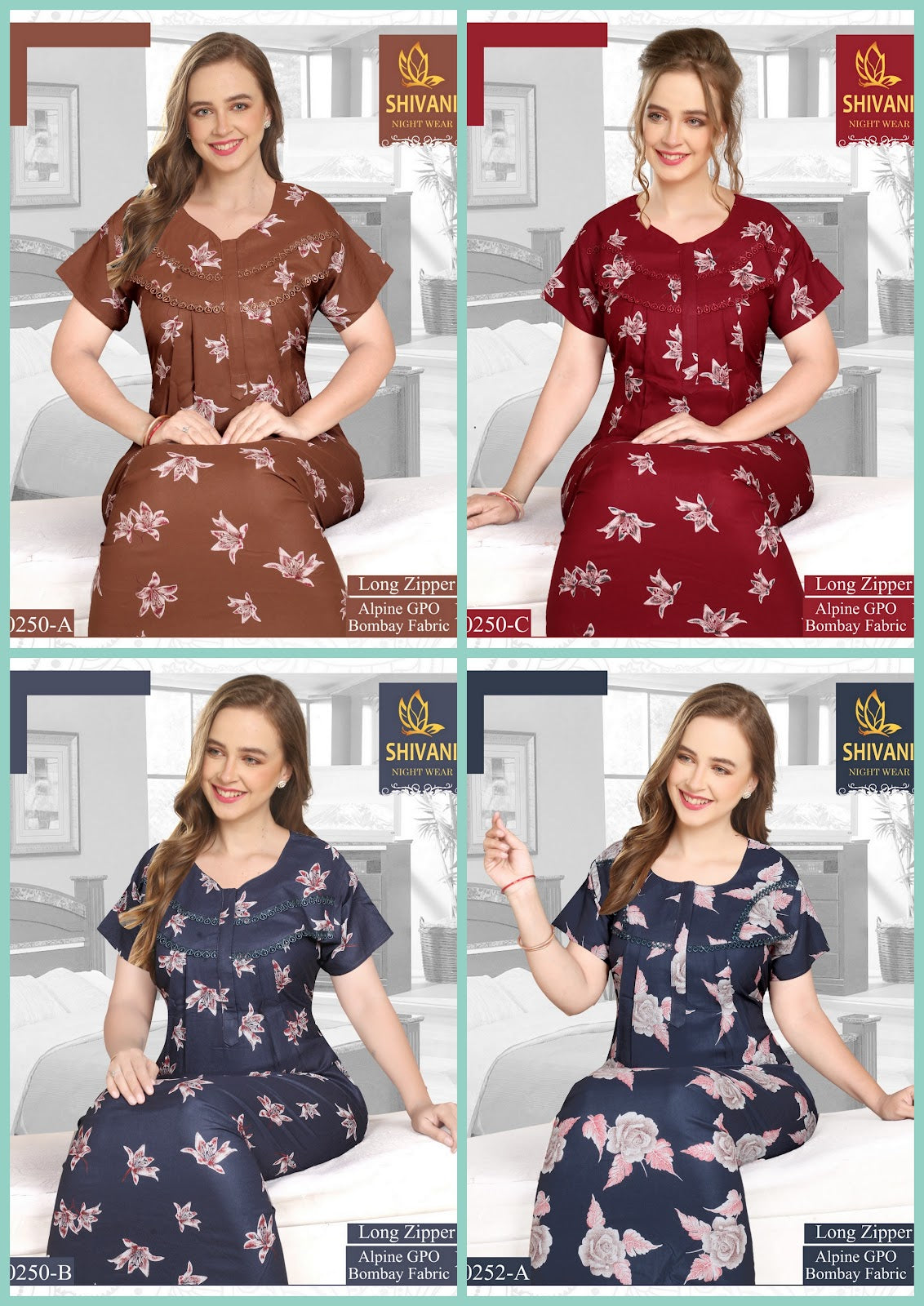 Long Zipper Shivani Alpine Night Gowns Supplier India