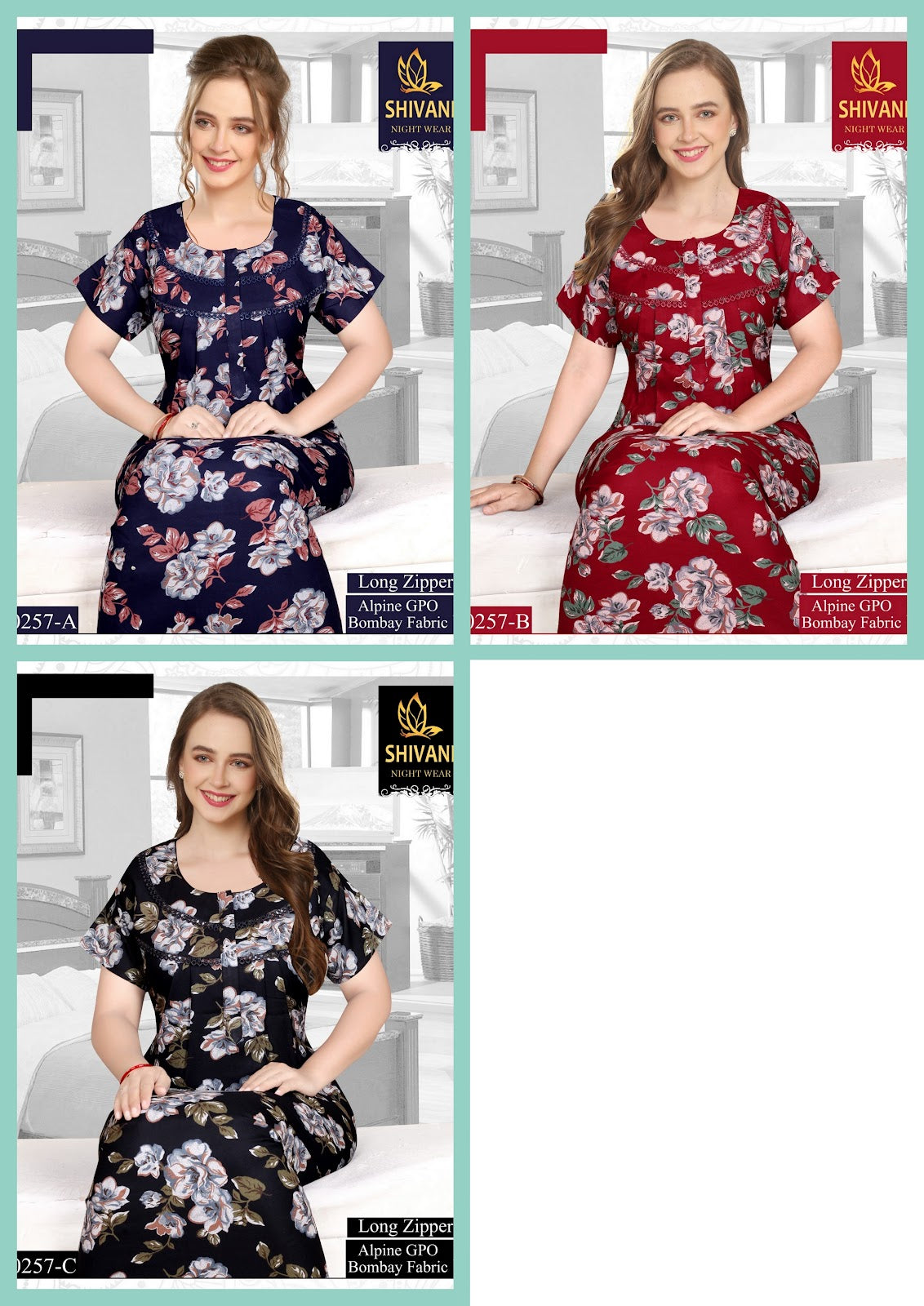 Long Zipper Shivani Alpine Night Gowns Supplier India