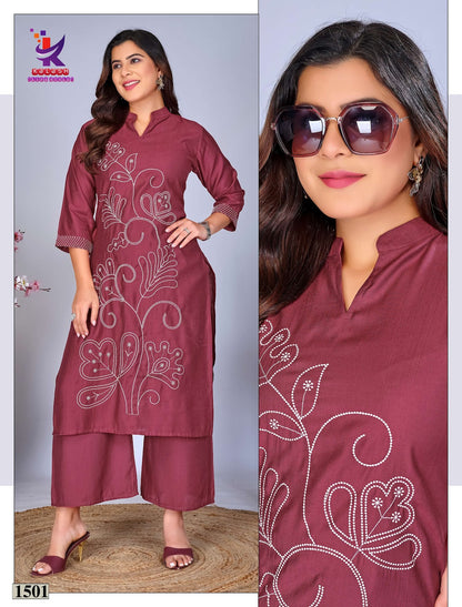 Look Me Mlm Kalash Lifestyle Vertican Kurti Plazzo Set Wholesale Rate