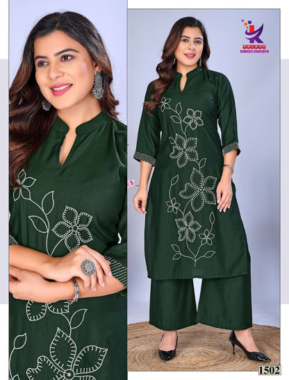 Look Me Mlm Kalash Lifestyle Vertican Kurti Plazzo Set Wholesale Rate