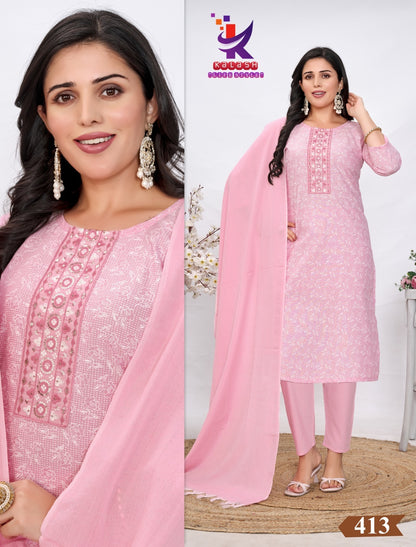 Lookss 8 Mlm Kalash Lifestyle Slub Readymade Cotton Pant Suits Manufacturer Ahmedabad