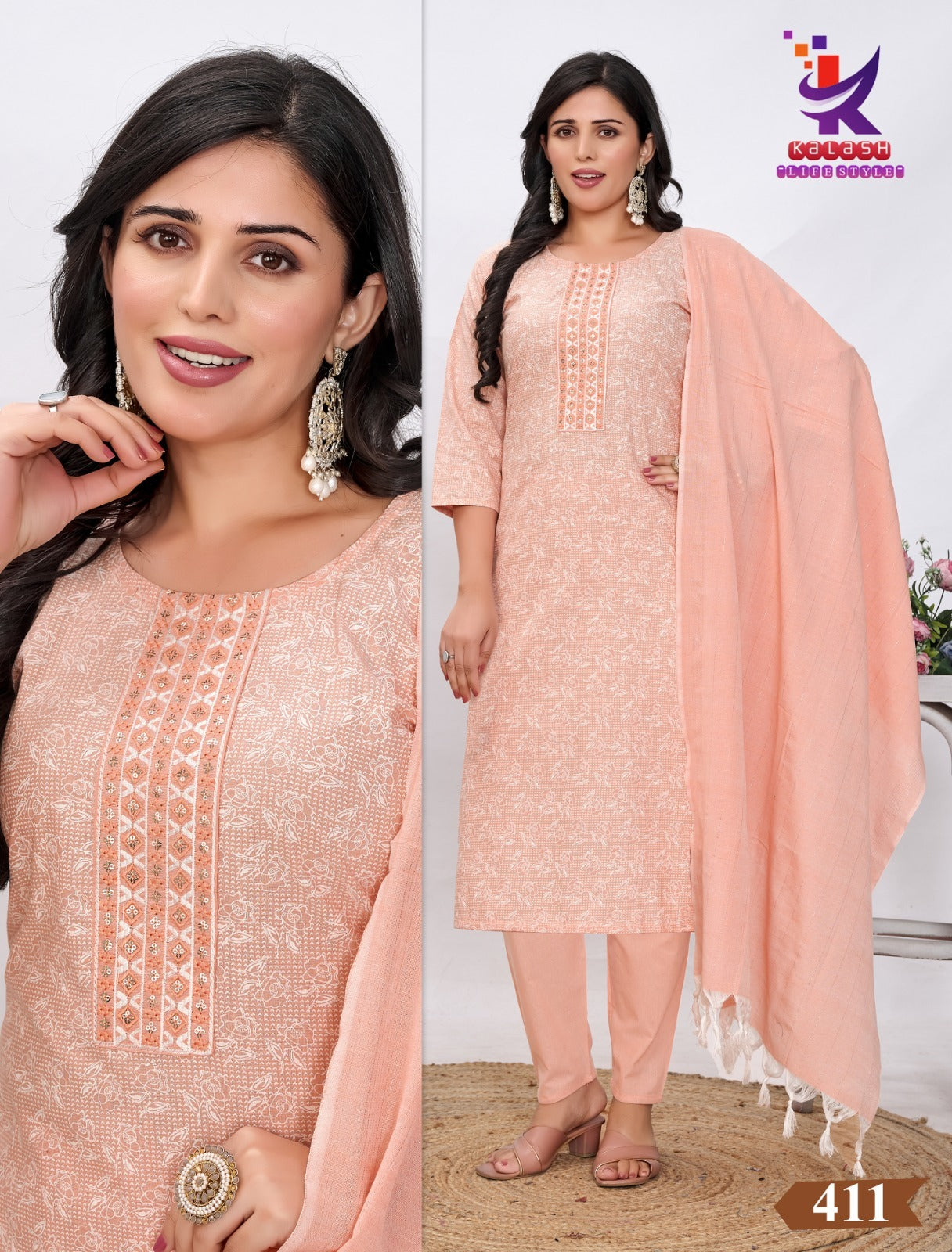 Lookss 8 Mlm Kalash Lifestyle Slub Readymade Cotton Pant Suits Manufacturer Ahmedabad