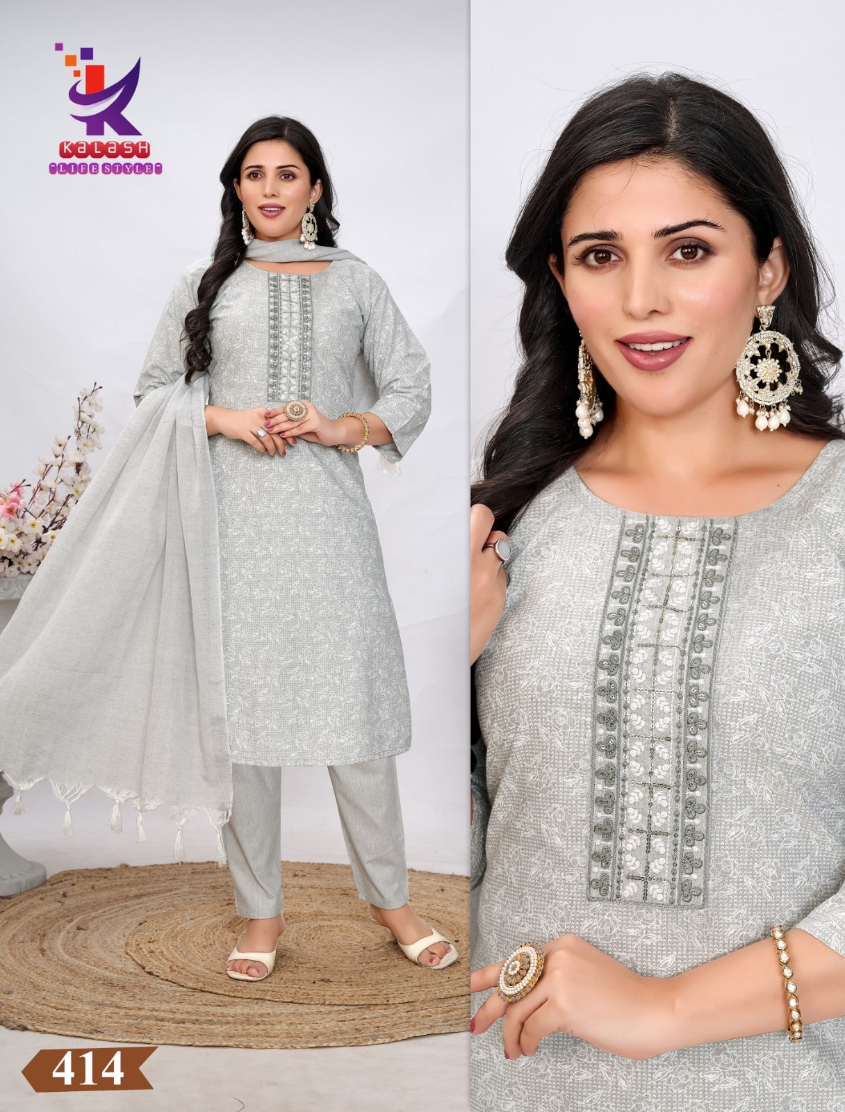 Lookss 8 Mlm Kalash Lifestyle Slub Readymade Cotton Pant Suits Manufacturer Ahmedabad