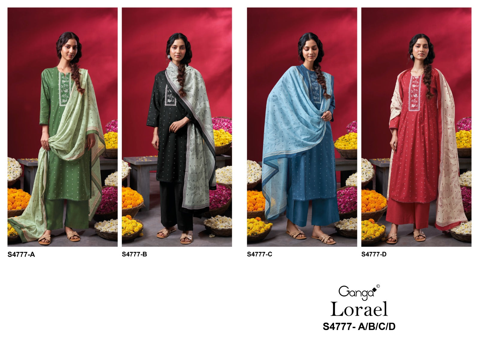 Lorael S4777 Ganga Cotton Plazzo Style Suits Wholesaler Gujarat