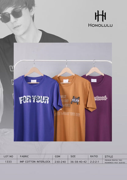 Lot 1333 Honolulu Cotton Mens Tshirts Supplier Gujarat