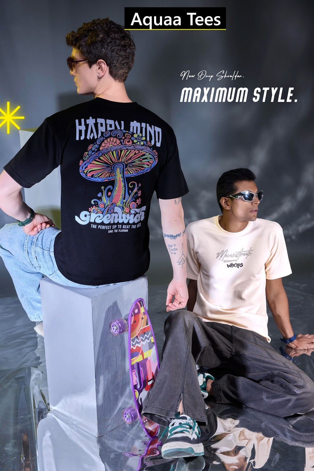 Lot 252 Down Shoulder Aquaa Tees Imported Mens Tshirts Manufacturer Ahmedabad