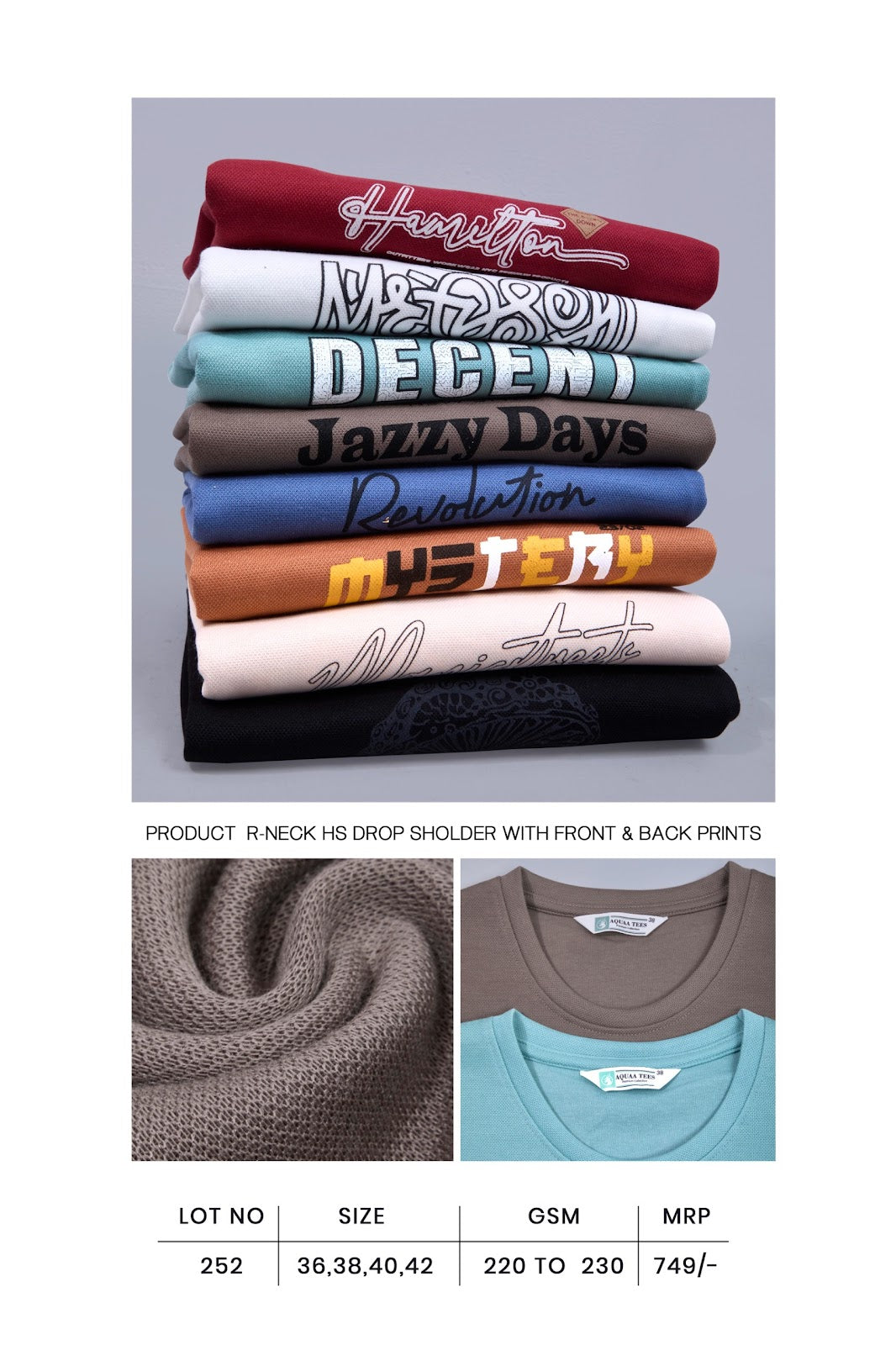Lot 252 Down Shoulder Aquaa Tees Imported Mens Tshirts Manufacturer Ahmedabad