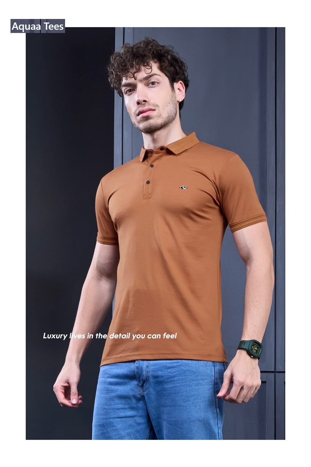 Lot 288 Stand Neck Aquaa Tees Tencil Lycra Mens Tshirts Exporter
