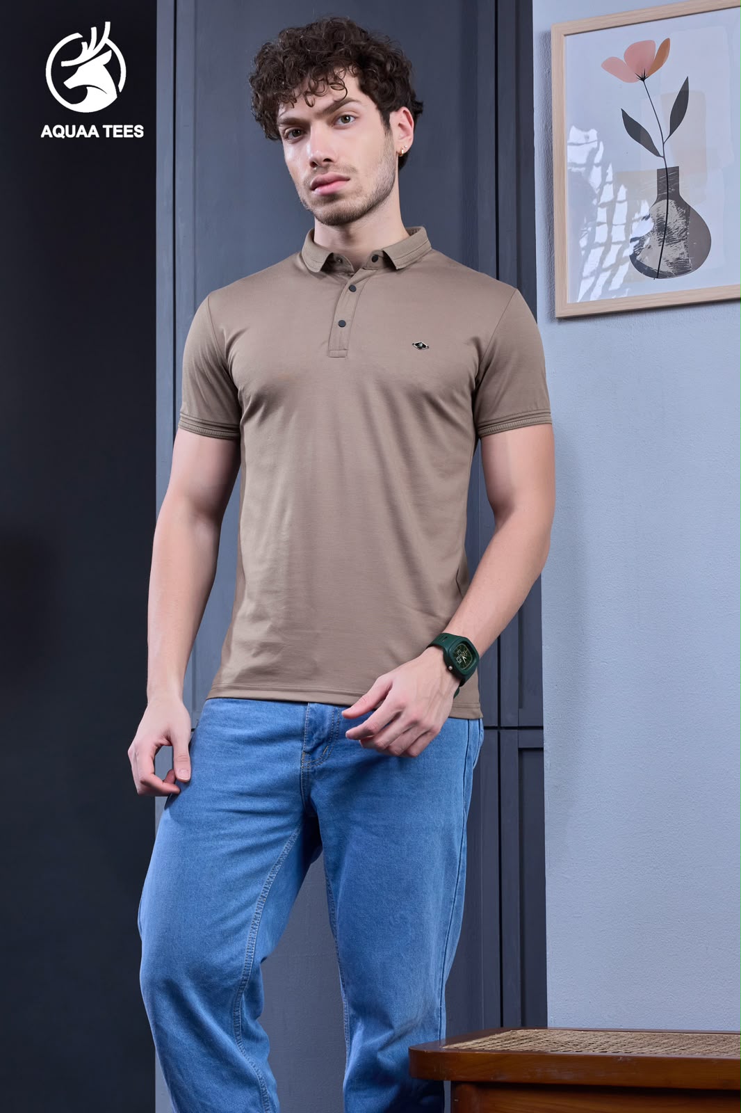 Lot 288 Stand Neck Aquaa Tees Tencil Lycra Mens Tshirts Exporter