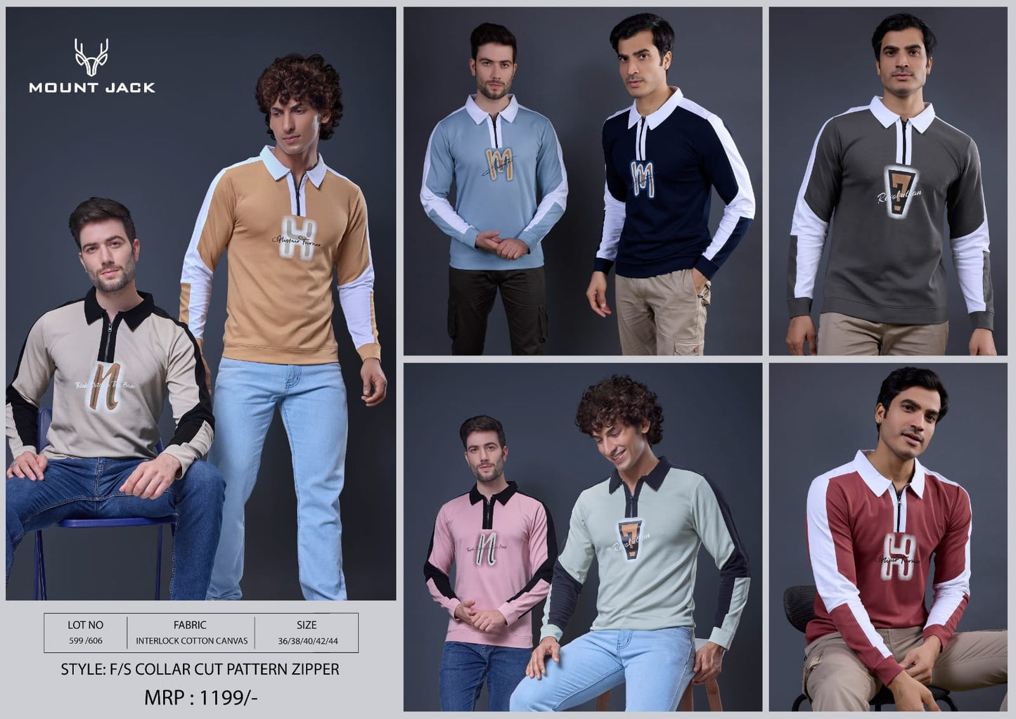 Lot 599-606 Mount Jack Canvas Interlock Mens Tshirts Manufacturer Ahmedabad