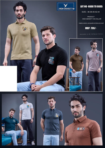 Lot 6688 To 6695 Collar Style High Density Jacquard Mens Tshirts Manufacturer India
